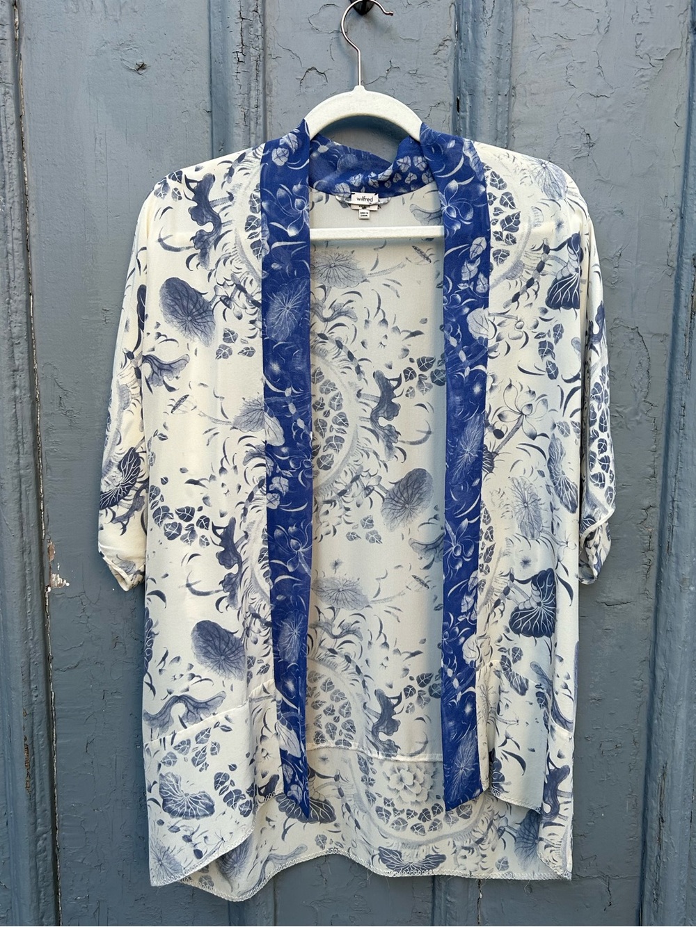 Wilfred Blue Silk Kimono, Size XXS